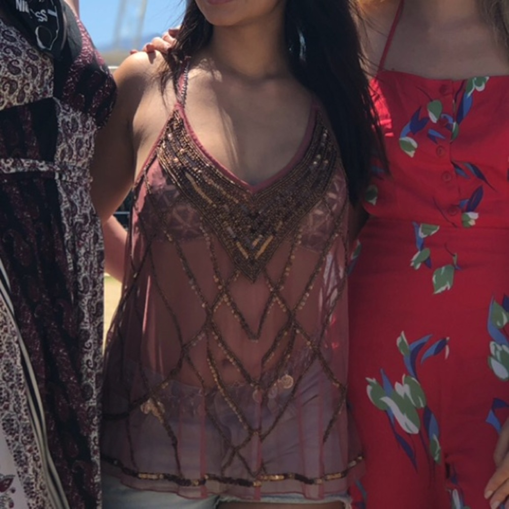 🍐 Free People Pink Sequin Top